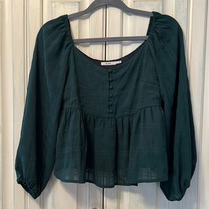 Dark Green Peplum Blouse